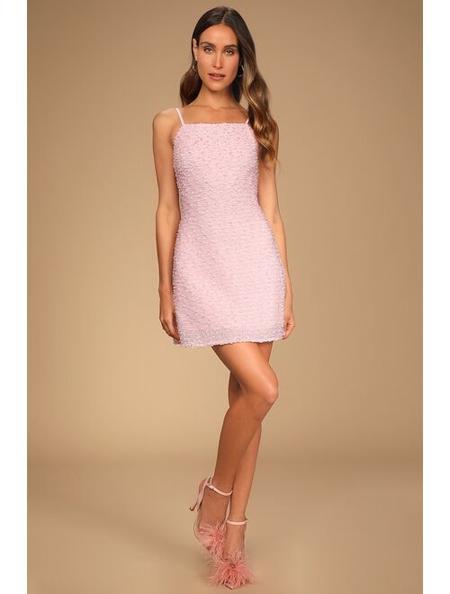 Lulus Pop the Bubbly Pink Tweed Mini Shift Dress