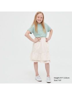 Seersucker Tiered Skirt For Girls