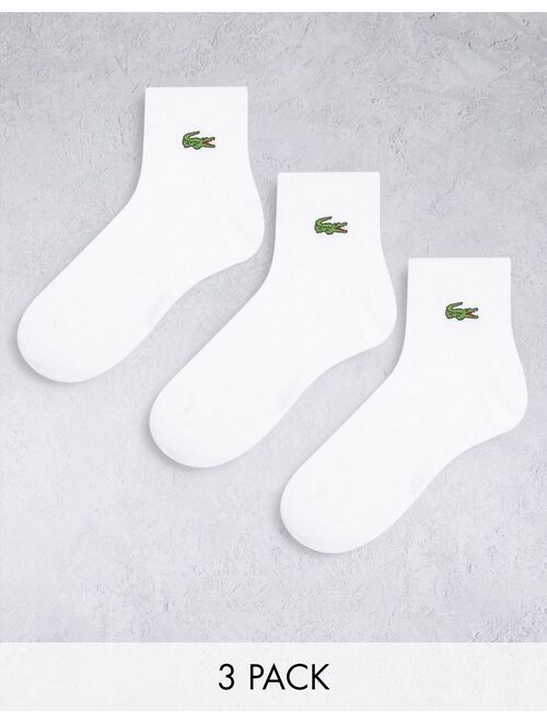 Lacoste 3 pack sneakers socks in white