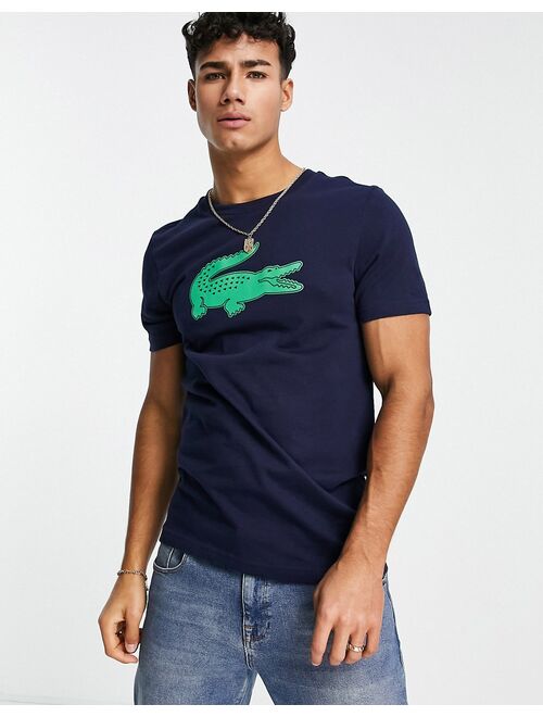 Lacoste T-shirt with large croc in navy
