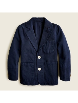 Boys' garment-dyed cotton-linen chino suit jacket