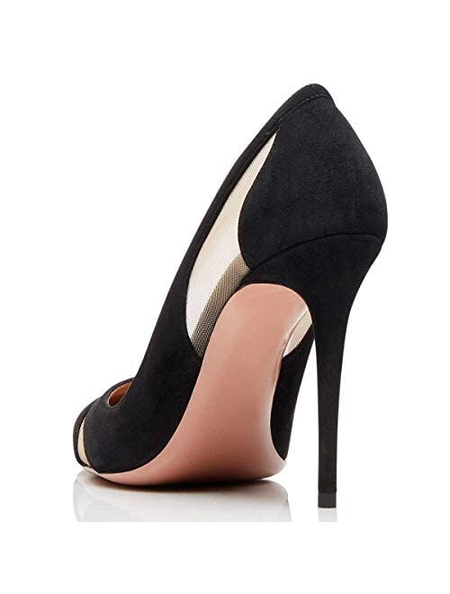 FSJ Women Mesh High Heel Pump Pointed Toe Stiletto Thin Slip on Dress Party Ladie Shoes Size 4-15 US