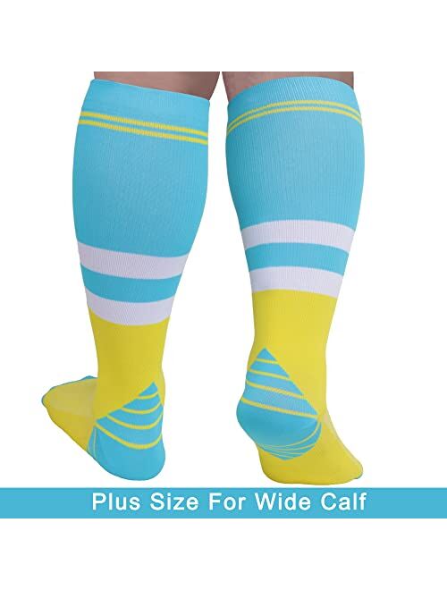 Tapesb 3 Pairs Plus size compression socks wide calf women men knee high 20-30 mmhg circulation for swelling 2xl 3xl 4xl 5xl
