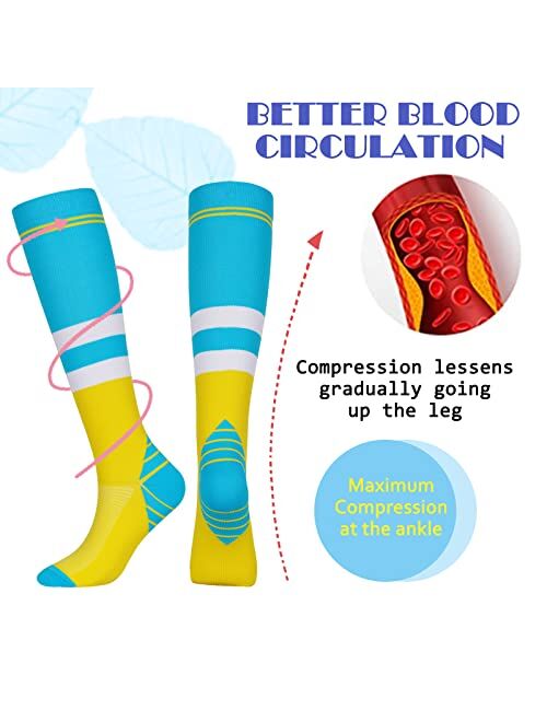 Tapesb 3 Pairs Plus size compression socks wide calf women men knee high 20-30 mmhg circulation for swelling 2xl 3xl 4xl 5xl