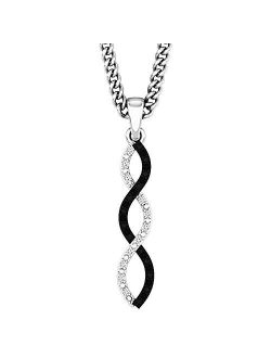 Collection 0.13 Carat (ctw) Round Black & White Diamond Infinity Pendant (Chain Included), Sterling Silver