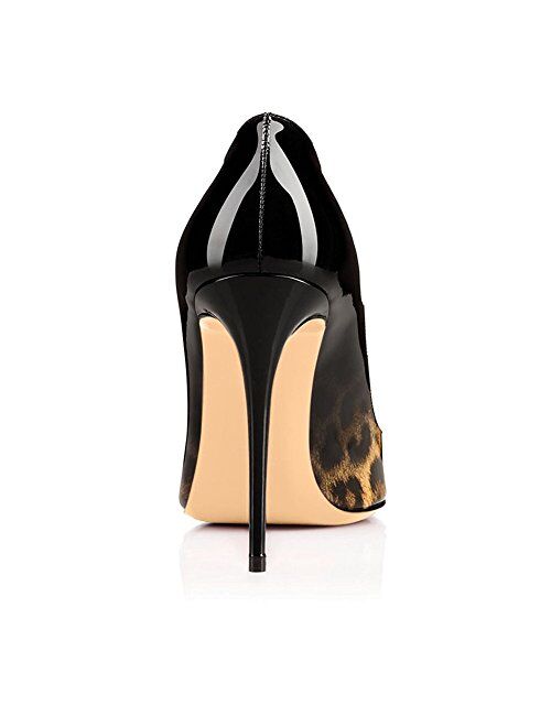 COLETER Pointy Toe Pumps for Women,Patent Gradient Animal Print High Heels Usual Dress Shoes