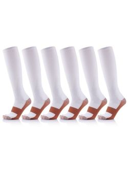 Extreme Fit Men's and Women's Copper-Infused High-Energy Compression Socks - 6 Pair