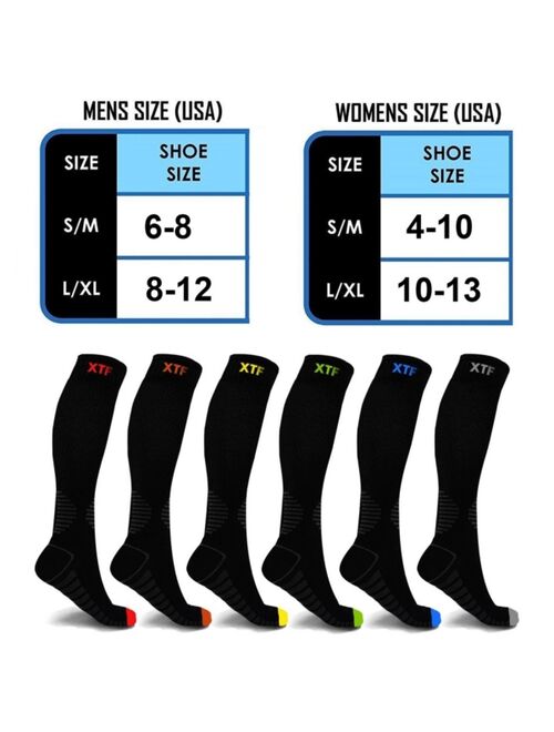 Extreme Fit Men's and Women's Recover Compression Knee High Socks - 6 Pair