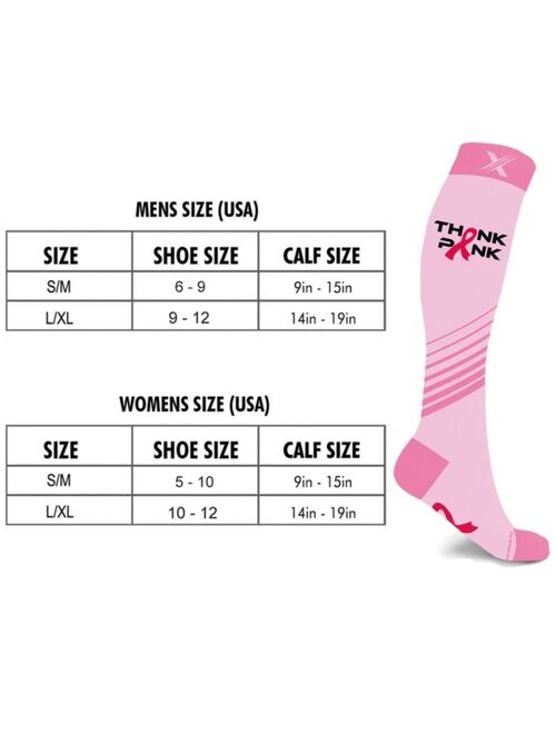 Extreme Fit Men's and Women's Breast Cancer Awareness Compression Socks - 3 Pairs