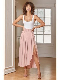 If You Pleats Blush Pink Pleated Maxi Skirt