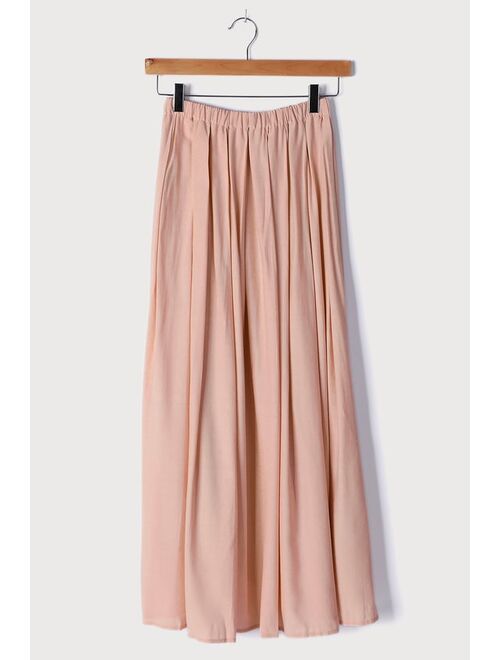 Lulus If You Pleats Blush Pink Pleated Maxi Skirt