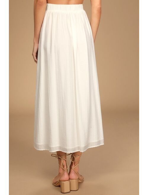 Lulus Summer's Favorite White High-Waisted Midi Skirt