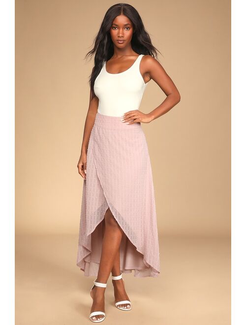 Lulus Love to Give Dusty Lavender Swiss Dot High-Low Skirt