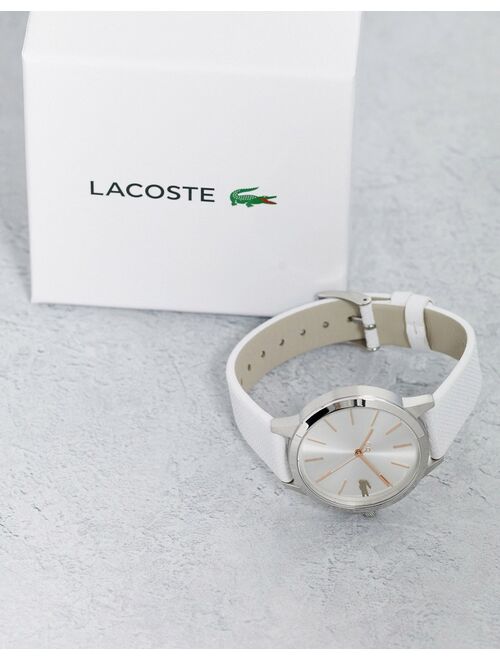 Lacoste minimal watch in white and rose gold