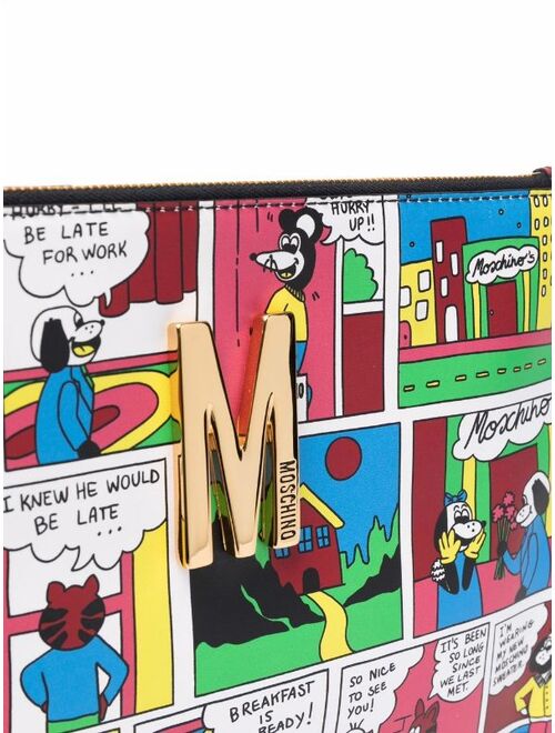 Moschino comic-print clutch bag