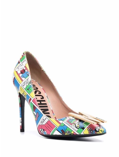 Moschino comic print pointed pumps