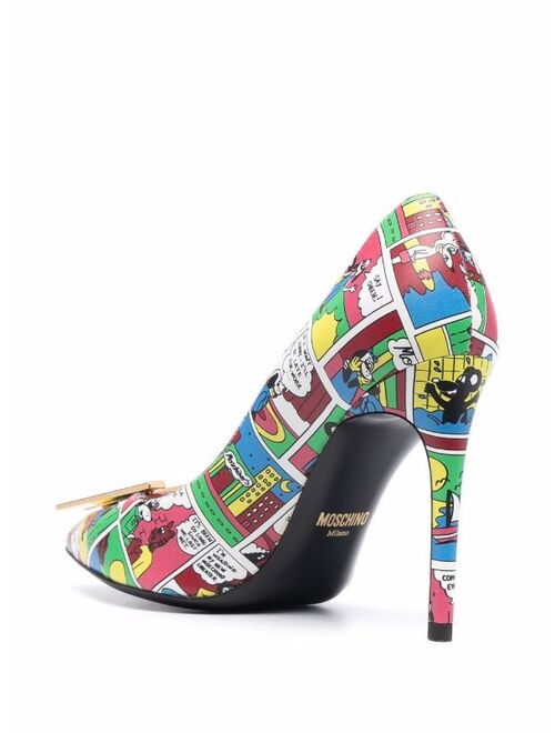 Moschino comic print pointed pumps