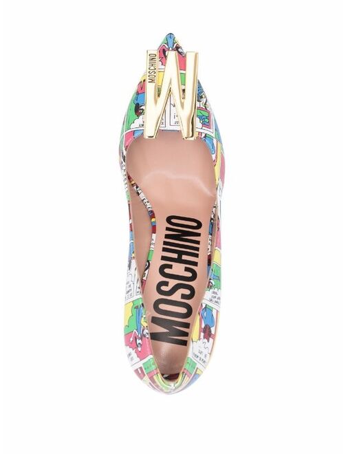 Moschino comic print pointed pumps