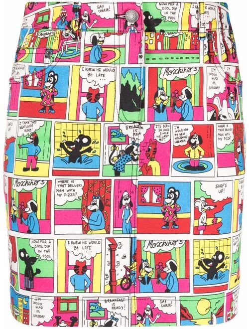 Moschino comic graphic print skirt