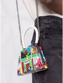 mini comic strip-print structured tote bag