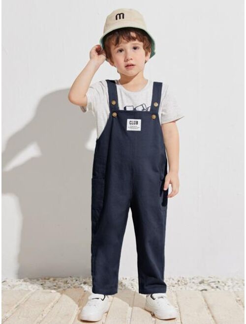 SHEIN Toddler Boys Patched Detail Overall Jumpsuit
