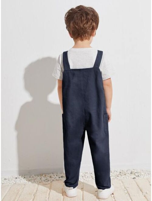 SHEIN Toddler Boys Patched Detail Overall Jumpsuit