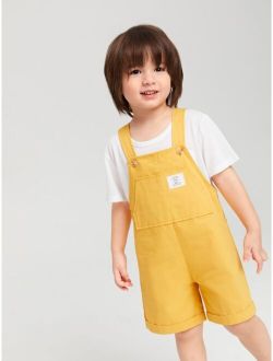 Toddler Boys Letter Patch Detail Kangaroo Pocket Overalls Without Tee