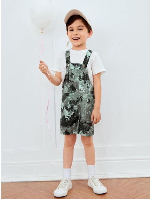 Shein Toddler Boys Graphic Print Patched Pocket Overall Romper Without Tee