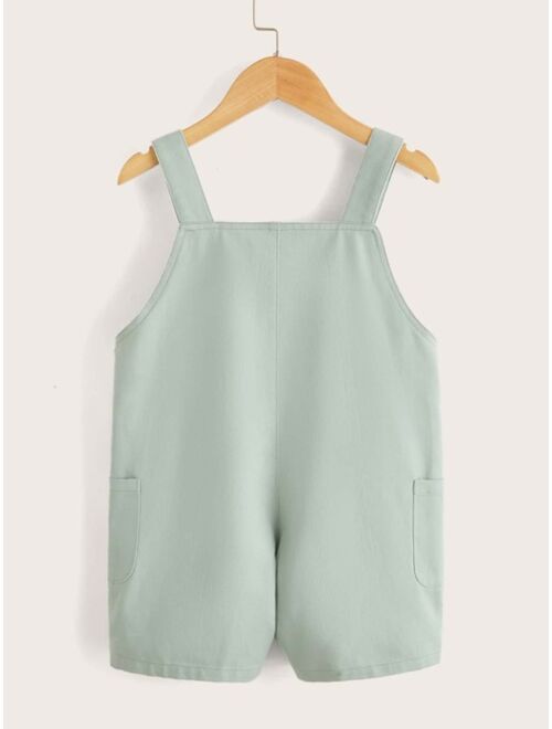 SHEIN Toddler Boys Patch Detail Overall Shorts