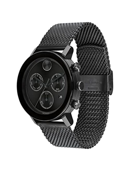 Movado Men's Bold Evolution Swiss Quartz Watch with Stainless Steel Mesh Bracelet, Black(3600760)