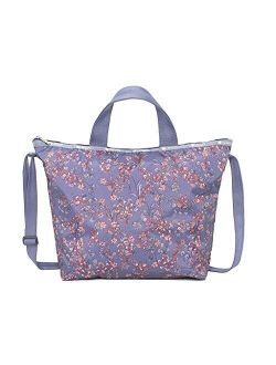 Laelia Dusk Easy Carry Tote Crossbody   Top Handle Handbag, Style 2431/Color F425, Plum Bag w Pink & Plum Laelia Orchids