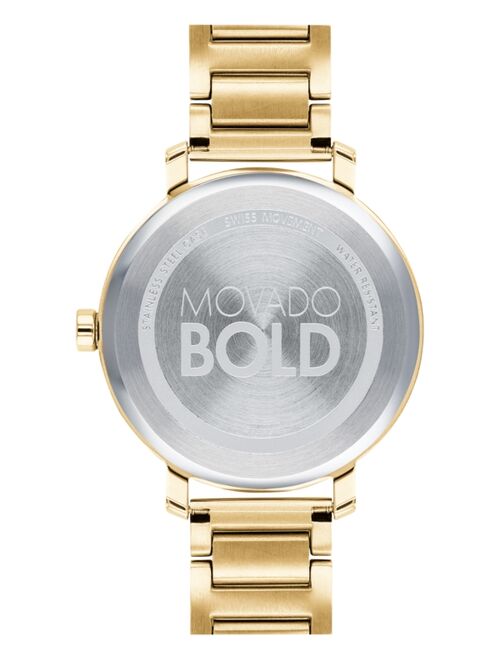 Movado Women's Evolution Swiss Bold Gold Ion-Plated Stainless Steel Bracelet Watch 34mm Style #3600649