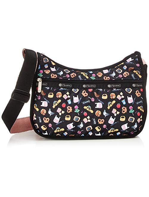 LeSportsac Late Night Slice Classic Hobo Crossbody Bag + Cosmetic Bag, Style 7520/Color F687, All Things New York, Whimsical Graphics: Pizza, Hot Pretzel, Taxi, Big Apple