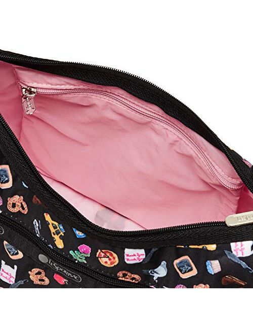 LeSportsac Late Night Slice Classic Hobo Crossbody Bag + Cosmetic Bag, Style 7520/Color F687, All Things New York, Whimsical Graphics: Pizza, Hot Pretzel, Taxi, Big Apple