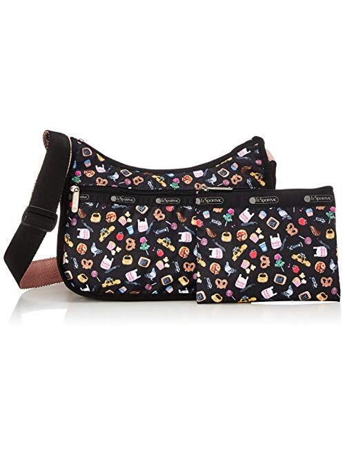 LeSportsac Late Night Slice Classic Hobo Crossbody Bag + Cosmetic Bag, Style 7520/Color F687, All Things New York, Whimsical Graphics: Pizza, Hot Pretzel, Taxi, Big Apple
