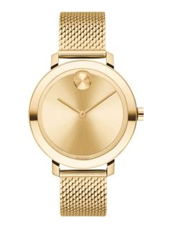 Women's Evolution Swiss Bold Light Gold Ion-Plated Stainless Steel Mesh Bracelet Watch 34mm Style #3600653