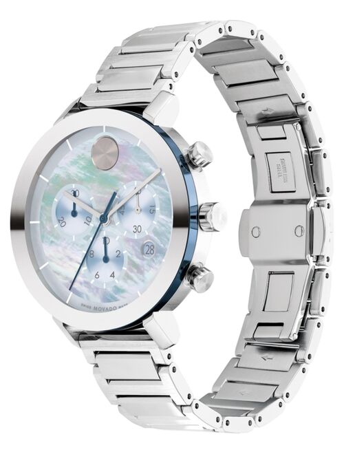 Movado Men's Bold Evolution Swiss Chronograph Silver-Tone Stainless Steel Bracelet Watch 38mm
