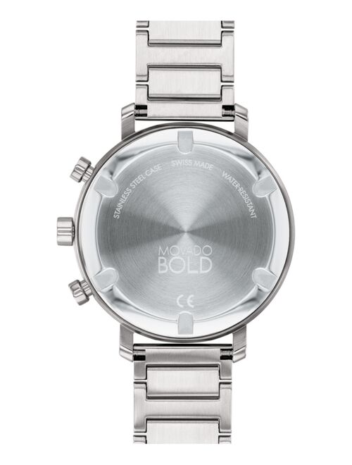 Movado Men's Bold Evolution Swiss Chronograph Silver-Tone Stainless Steel Bracelet Watch 38mm