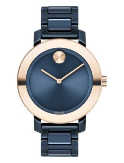 Women's Swiss BOLD Evolution Blue Ceramic Bracelet Watch 36mm