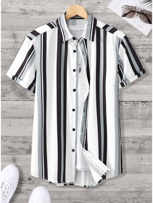 Buy Shein Men Random Vertical Striped Shirt Without Tee online | Topofstyle