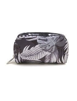 Aloha Nights Rectangular Cosmetic Bag Style 6511/Color F204, Black, White & Grey Tropical Palm Fronds