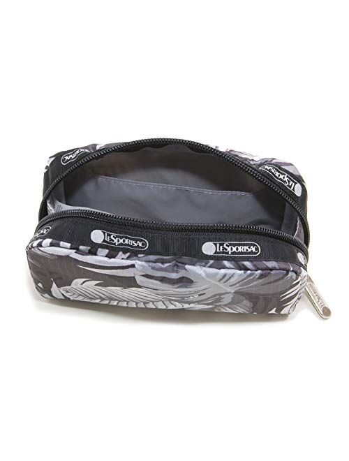 LeSportsac Aloha Nights Rectangular Cosmetic Bag Style 6511/Color F204, Black, White & Grey Tropical Palm Fronds