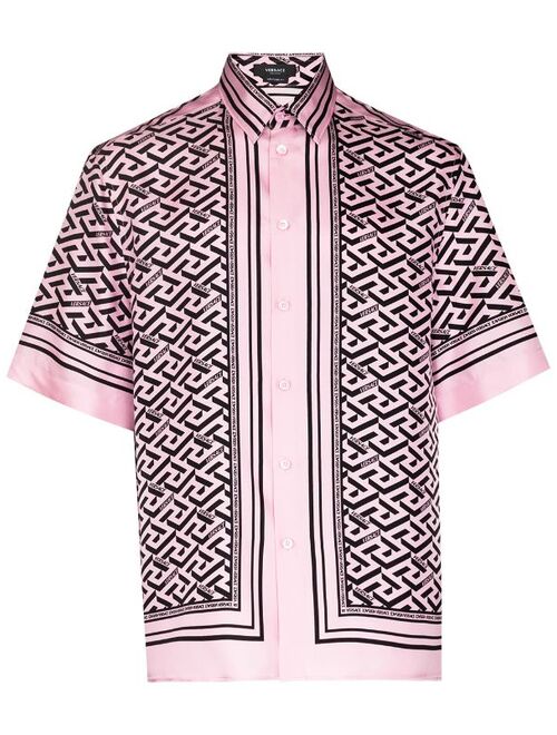 Versace La Greca-print silk shirt