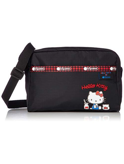 LeSportsac Hello Kitty Favorites Exclusive Daniella Crossbody Bag, Style 2434/Color G653, Red Embroidered Hello Kitty Lettering & Hello Kitty Design Zipper Pull