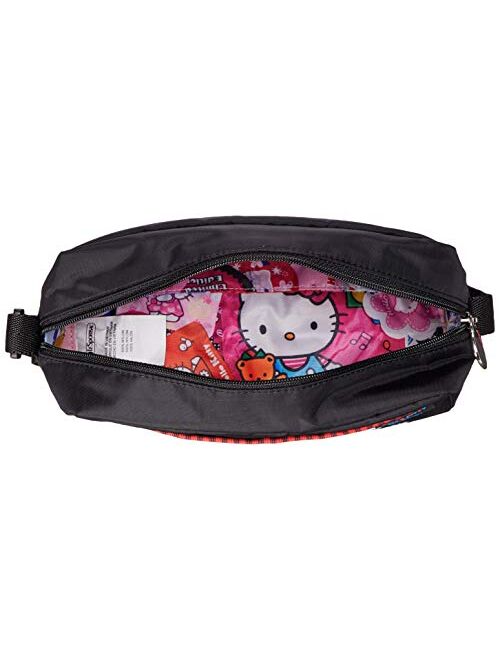LeSportsac Hello Kitty Favorites Exclusive Daniella Crossbody Bag, Style 2434/Color G653, Red Embroidered Hello Kitty Lettering & Hello Kitty Design Zipper Pull