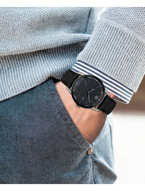 Movado Men's Swiss Museum Sport Black Leather Strap Watch 42mm Style #0607559