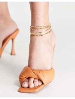 pack of 4 14k gold plated anklets in mixed chain design