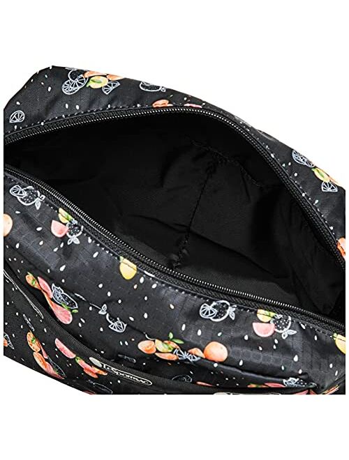 LeSportsac Citrus Breeze Daniella Crossbody Bag, Style 2434/Color F963, Whimsical Oranges, Grapefruits & Lemons w Confetti Style Freshly Squeezed Juicy Droplets, Sleek Bl