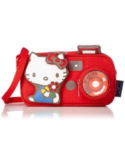 Hello Kitty Camera Exclusive Mini Red Camera Short Strap & Crossbody Bag, Style 3423/Color G632, 3 Dimensional Hello Kitty Raised Puffy Charm & Zip Coin Camera