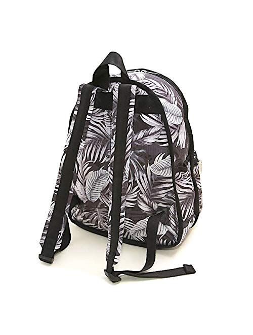 LeSportsac Aloha Nights Basic Backpack/Rucksack, Style 7812/Color F204, Black, White & Grey Tropical Palm Fronds